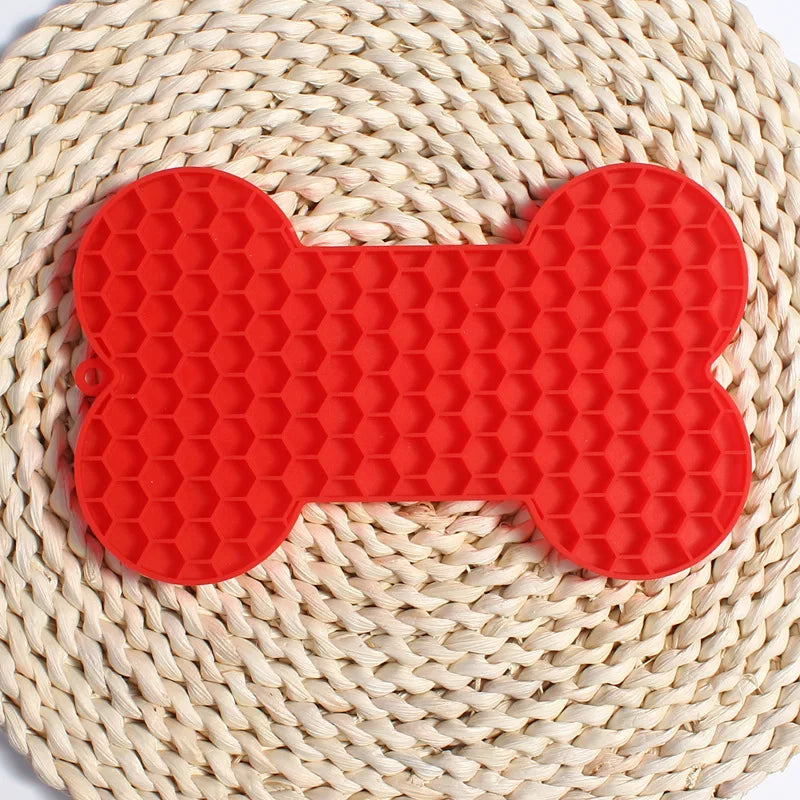 Slow Food Bowl Bone Shape Silicone Licking Pad Pet Dog