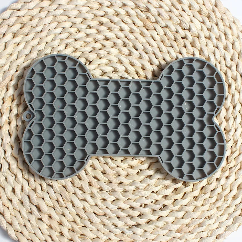 Slow Food Bowl Bone Shape Silicone Licking Pad Pet Dog