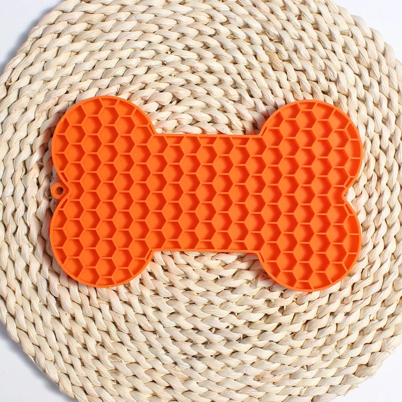 Slow Food Bowl Bone Shape Silicone Licking Pad Pet Dog