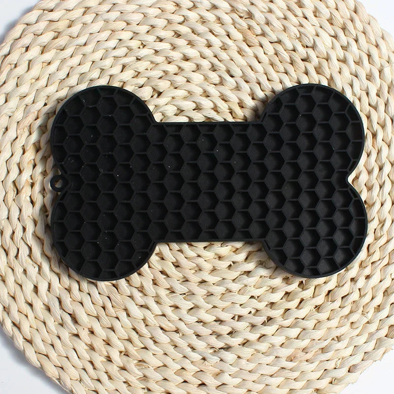 Slow Food Bowl Bone Shape Silicone Licking Pad Pet Dog