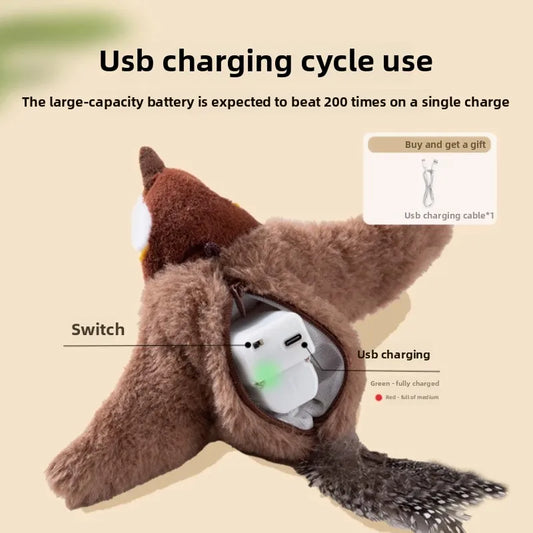 Rechargeable Interactive Flapping Bird Dogs/Cats Toy